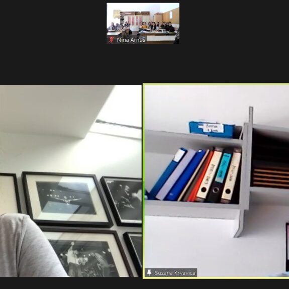 Pogovor je moderirala profesorica Suzana Krvavica, posnetek zaslona: Nina Arnuš